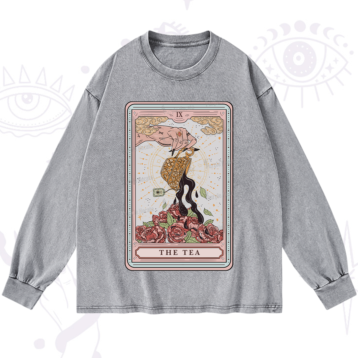 Purplehecate The Tea Food Tarot Washed Long Sleeve Shirt