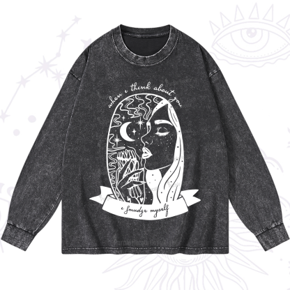 Purplehecate When I Think About You I Smudge Myself Washed Long Sleeve Shirt