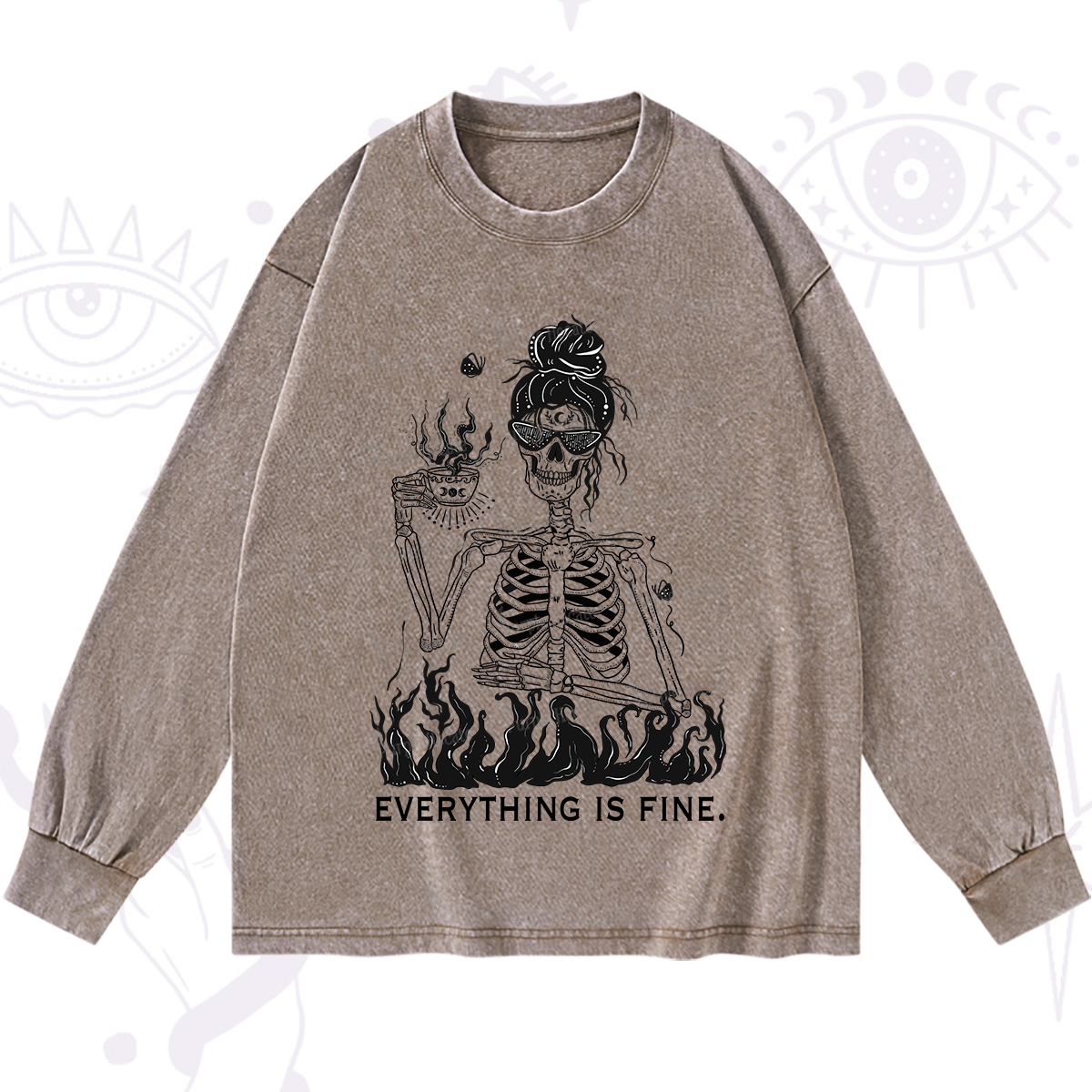 Purplehecate Everything Is Fine Washed Long Sleeve Shirt