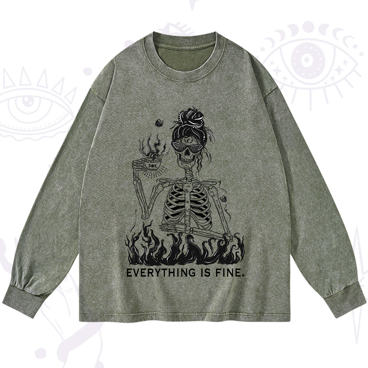 Purplehecate Everything Is Fine Washed Long Sleeve Shirt