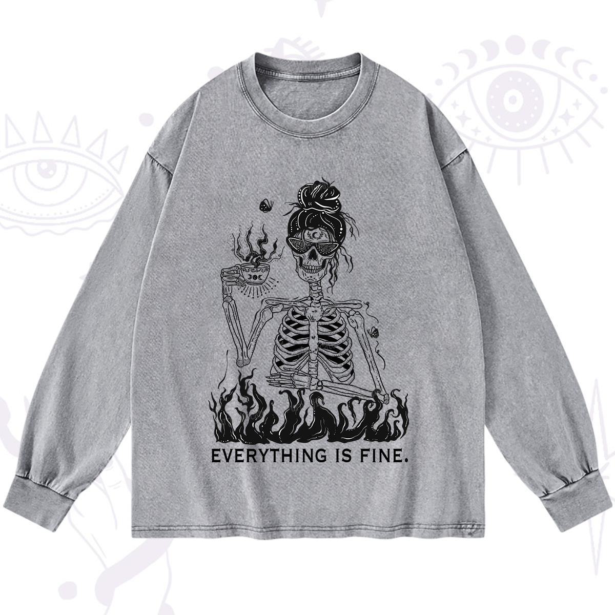Purplehecate Everything Is Fine Washed Long Sleeve Shirt