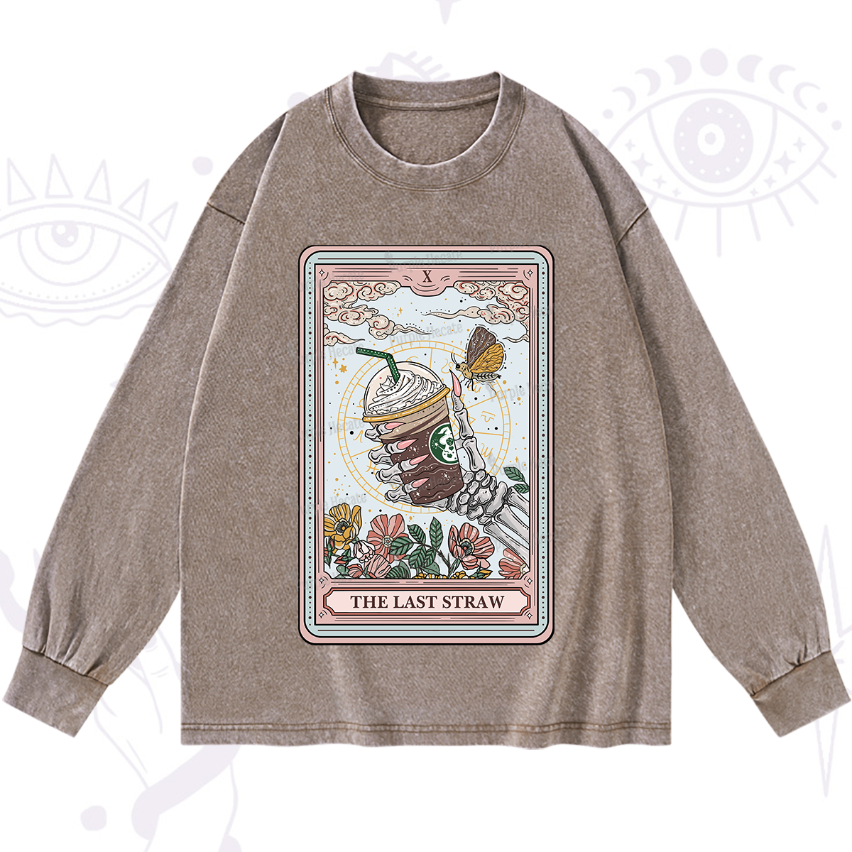 Purplehecate The Last Straw Tarot Washed Long Sleeve Shirt