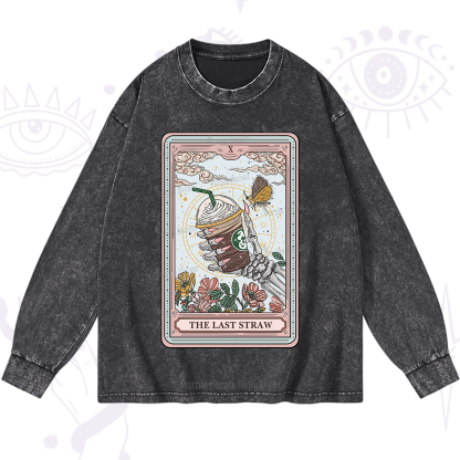 Purplehecate The Last Straw Tarot Washed Long Sleeve Shirt