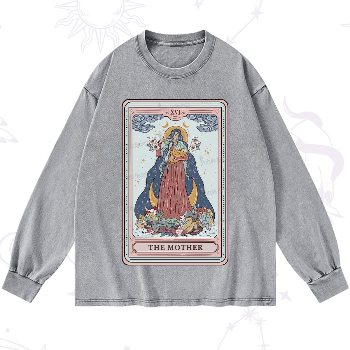 Purplehecate The Mother Tarot Washed Long Sleeve Shirt