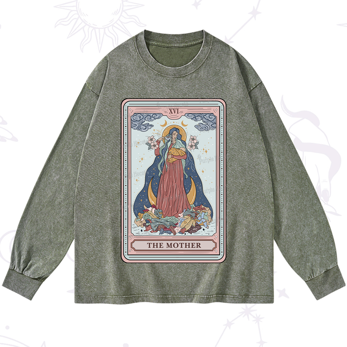 Purplehecate The Mother Tarot Washed Long Sleeve Shirt