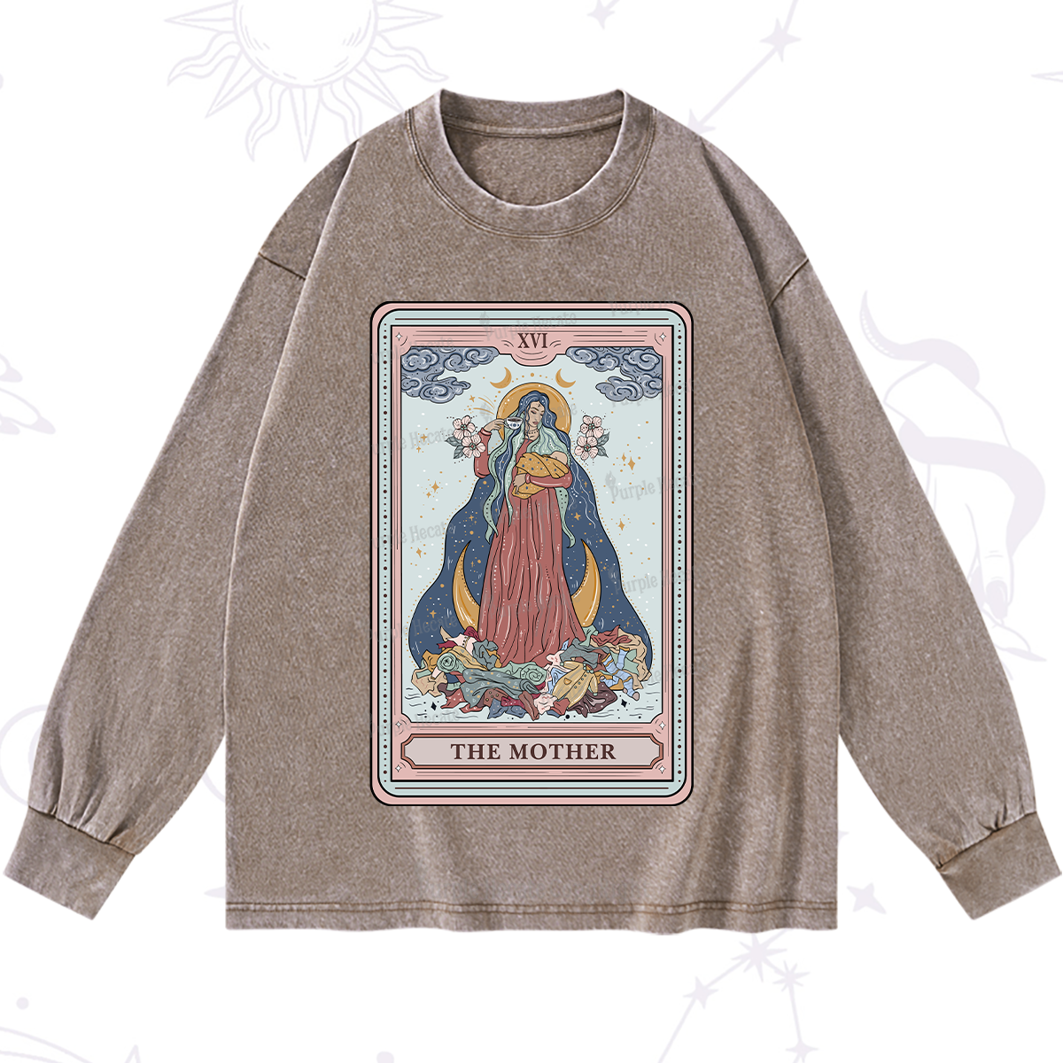 Purplehecate The Mother Tarot Washed Long Sleeve Shirt