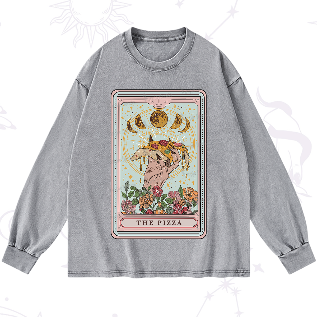 Purplehecate The Pizza Tarot Washed Long Sleeve Shirt