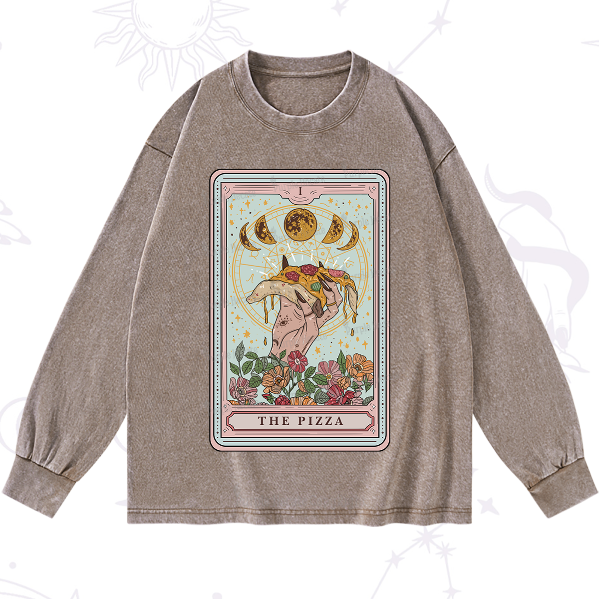 Purplehecate The Pizza Tarot Washed Long Sleeve Shirt