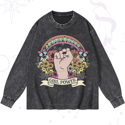 Purplehecate Girl Power Washed Long Sleeve Shirt