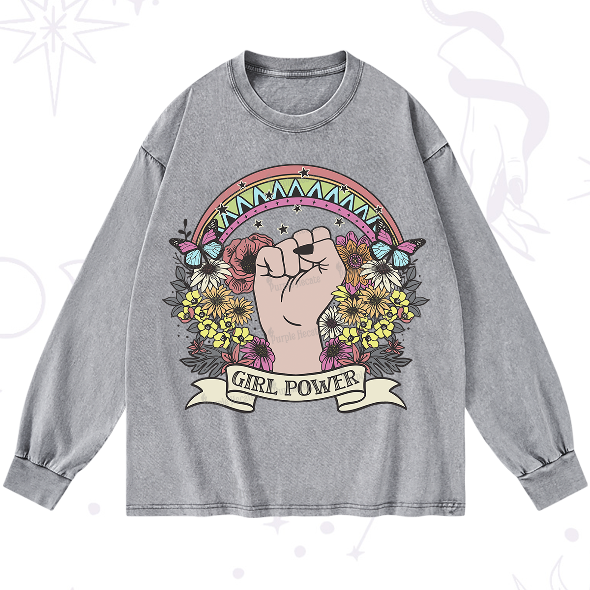 Purplehecate Girl Power Washed Long Sleeve Shirt