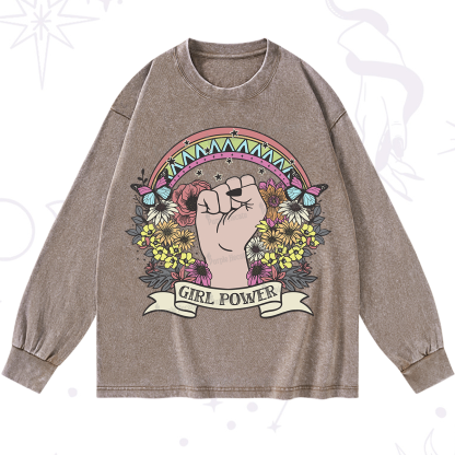 Purplehecate Girl Power Washed Long Sleeve Shirt