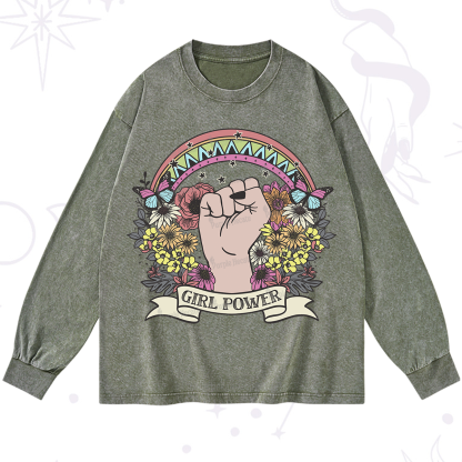 Purplehecate Girl Power Washed Long Sleeve Shirt