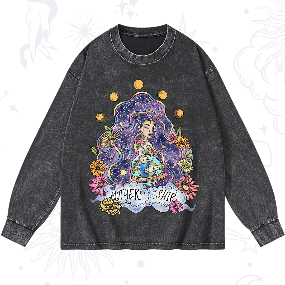 Purplehecate Mother Ship Washed Long Sleeve Shirt