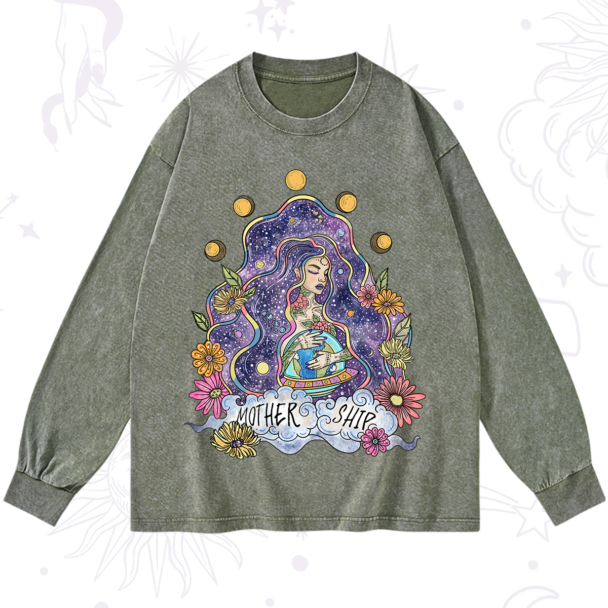 Purplehecate Mother Ship Washed Long Sleeve Shirt