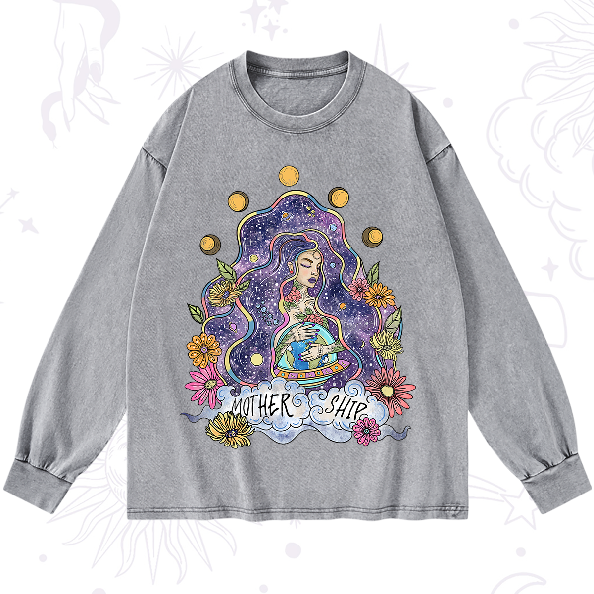 Purplehecate Mother Ship Washed Long Sleeve Shirt