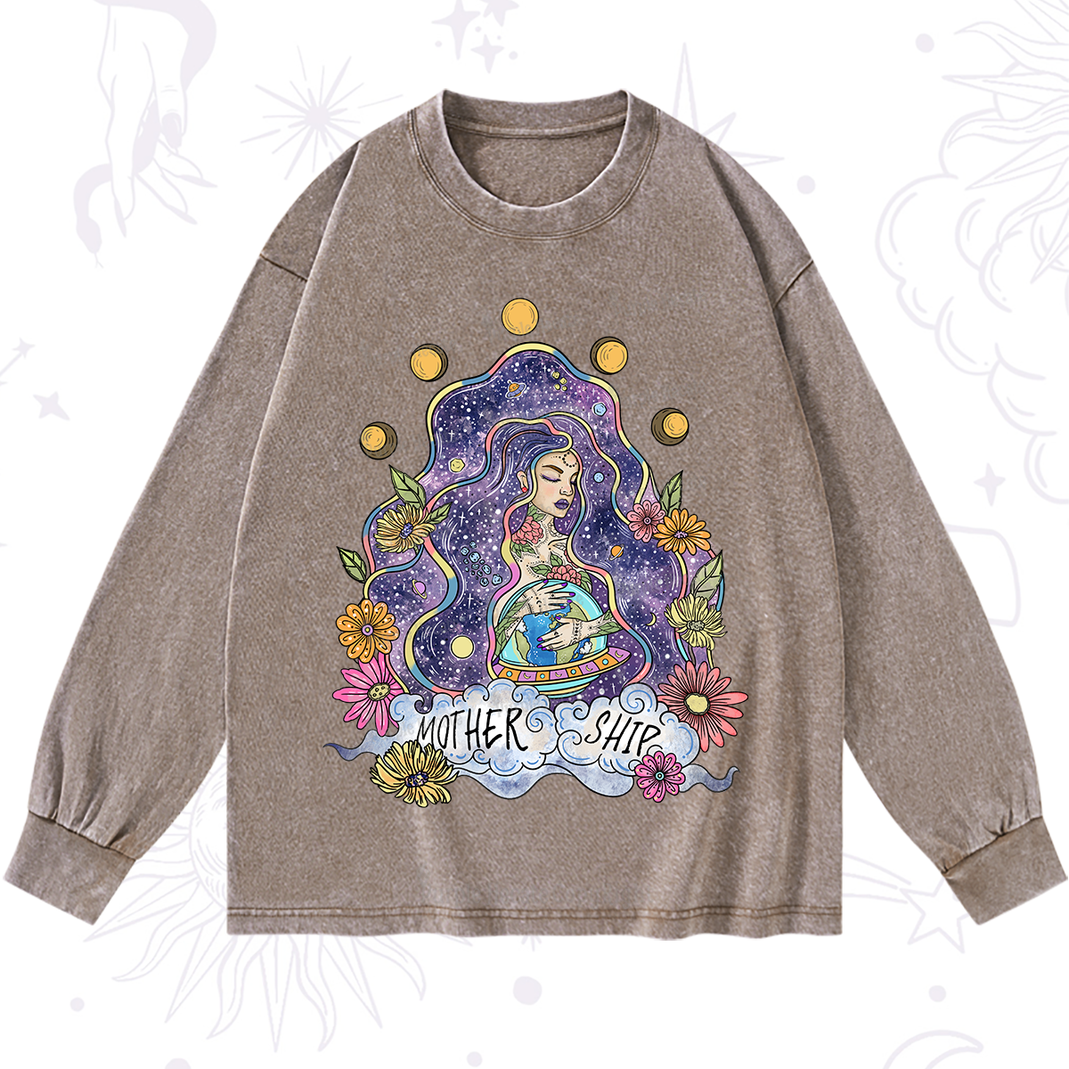Purplehecate Mother Ship Washed Long Sleeve Shirt