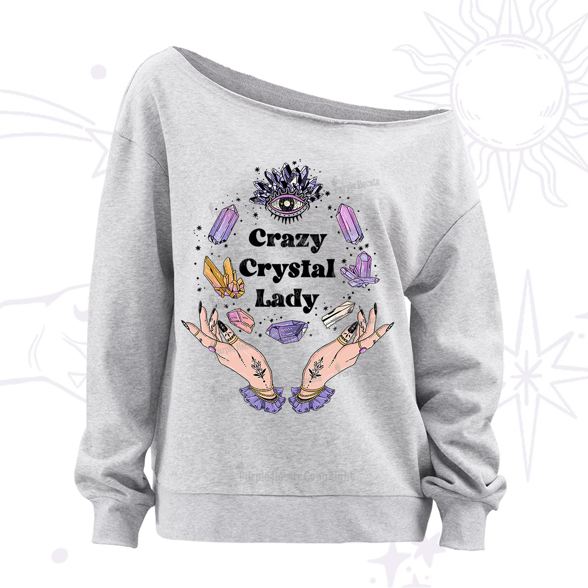 Purplehecate Crazy Crystal Lady Off The Shoulder Sweatshirt