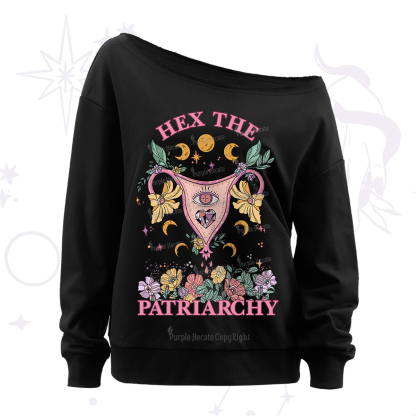 Purplehecate Hex the Patriarchy Feminist Power Off The Shoulder Sweatshirt