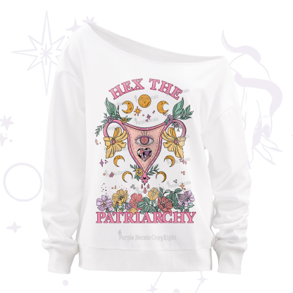 Purplehecate Hex the Patriarchy Feminist Power Off The Shoulder Sweatshirt