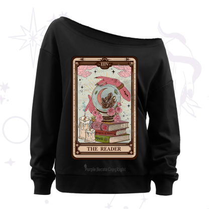 Purplehecate The Reader Tarot Witch Vibes Off The Shoulder Sweatshirt