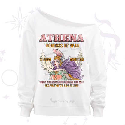 Purplehecate Wise War Goddess Athena Off The Shoulder Sweatshirt