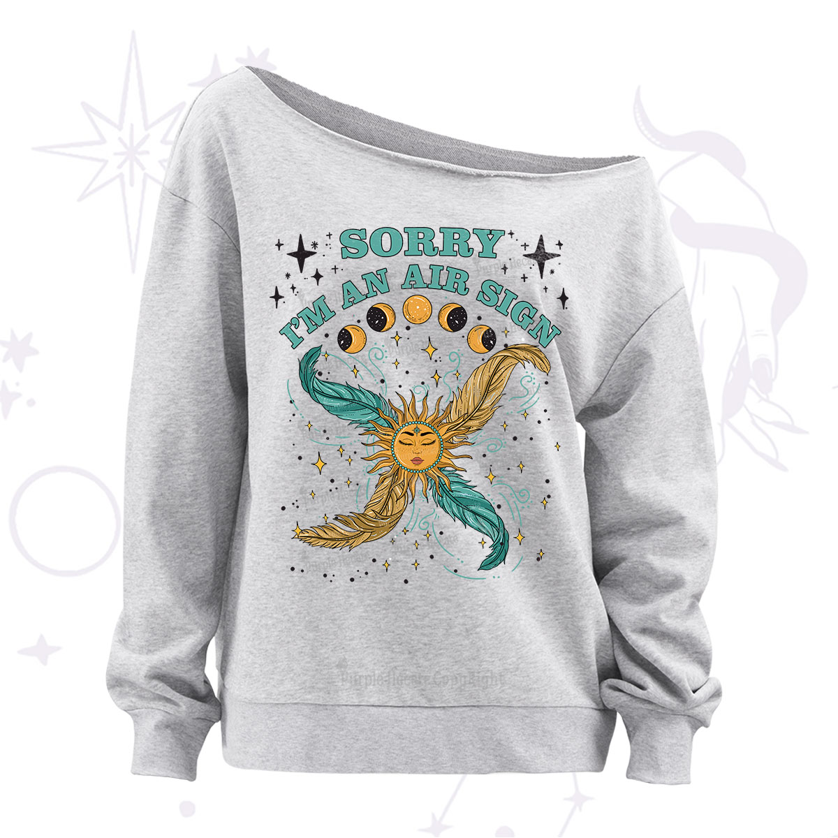 Purplehecate Sorry I'm An Air Sign Off The Shoulder Sweatshirt