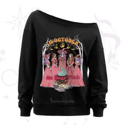 Purplehecate In October We Wear Pink Halloween Off The Shoulder Sweatshirt