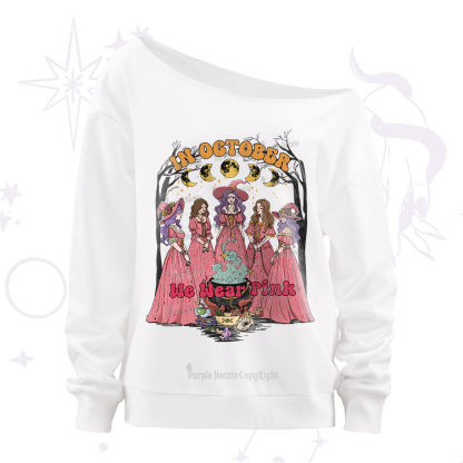 Purplehecate In October We Wear Pink Halloween Off The Shoulder Sweatshirt