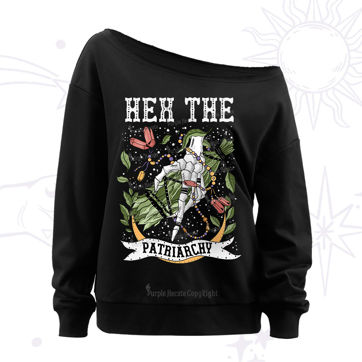 Purplehecate Heh The Patriarchy Off The Shoulder Sweatshirt
