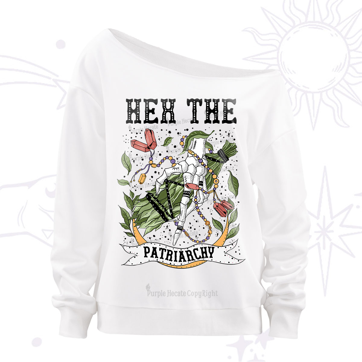 Purplehecate Heh The Patriarchy Off The Shoulder Sweatshirt