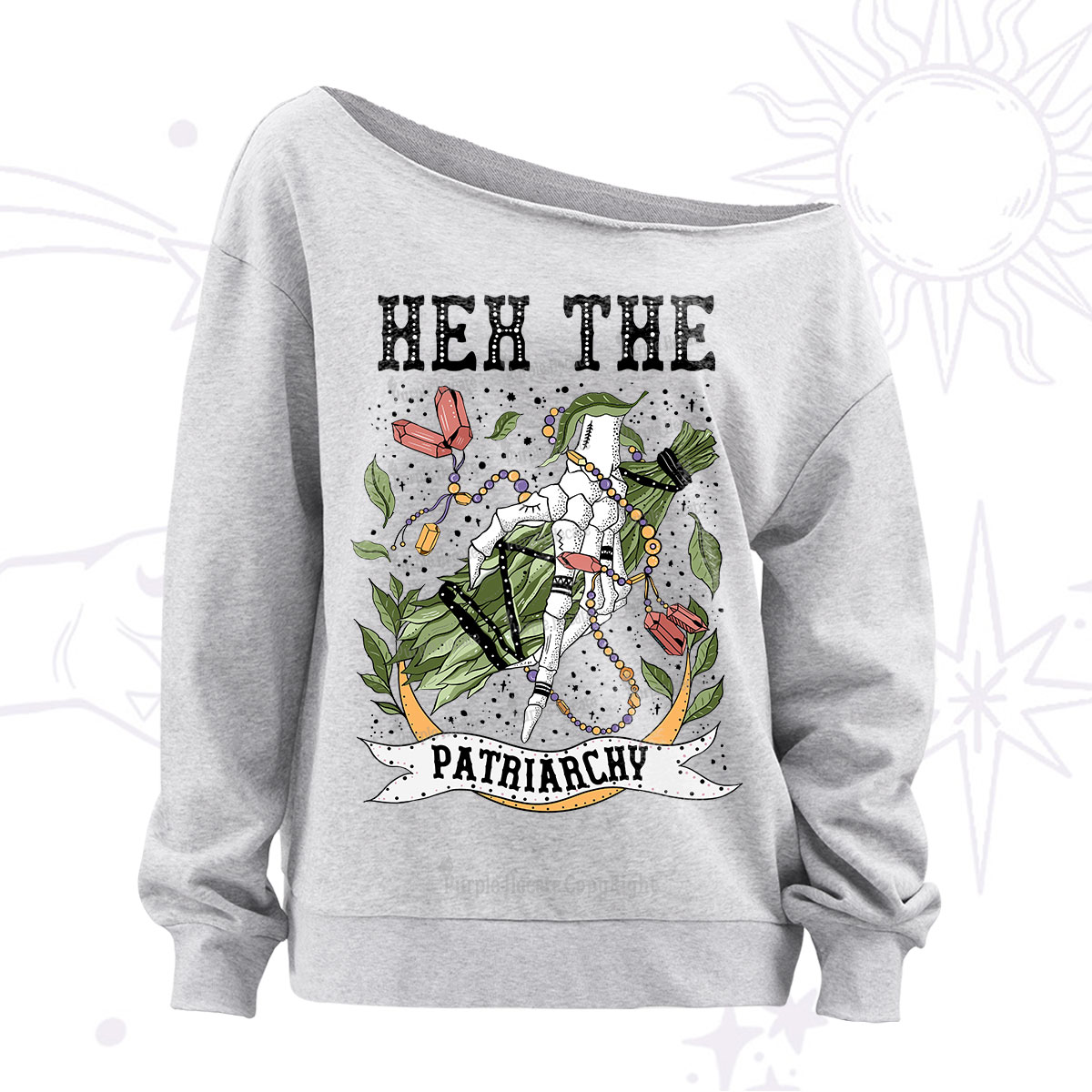 Purplehecate Heh The Patriarchy Off The Shoulder Sweatshirt