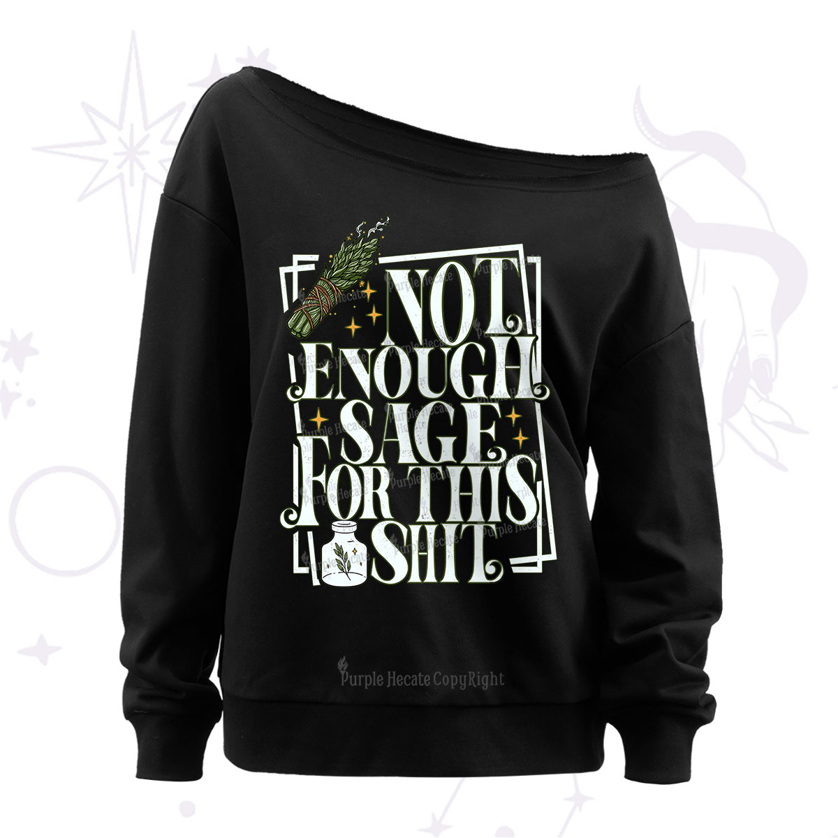 Purplehecate Smudge for This Shit Off The Shoulder Sweatshirt