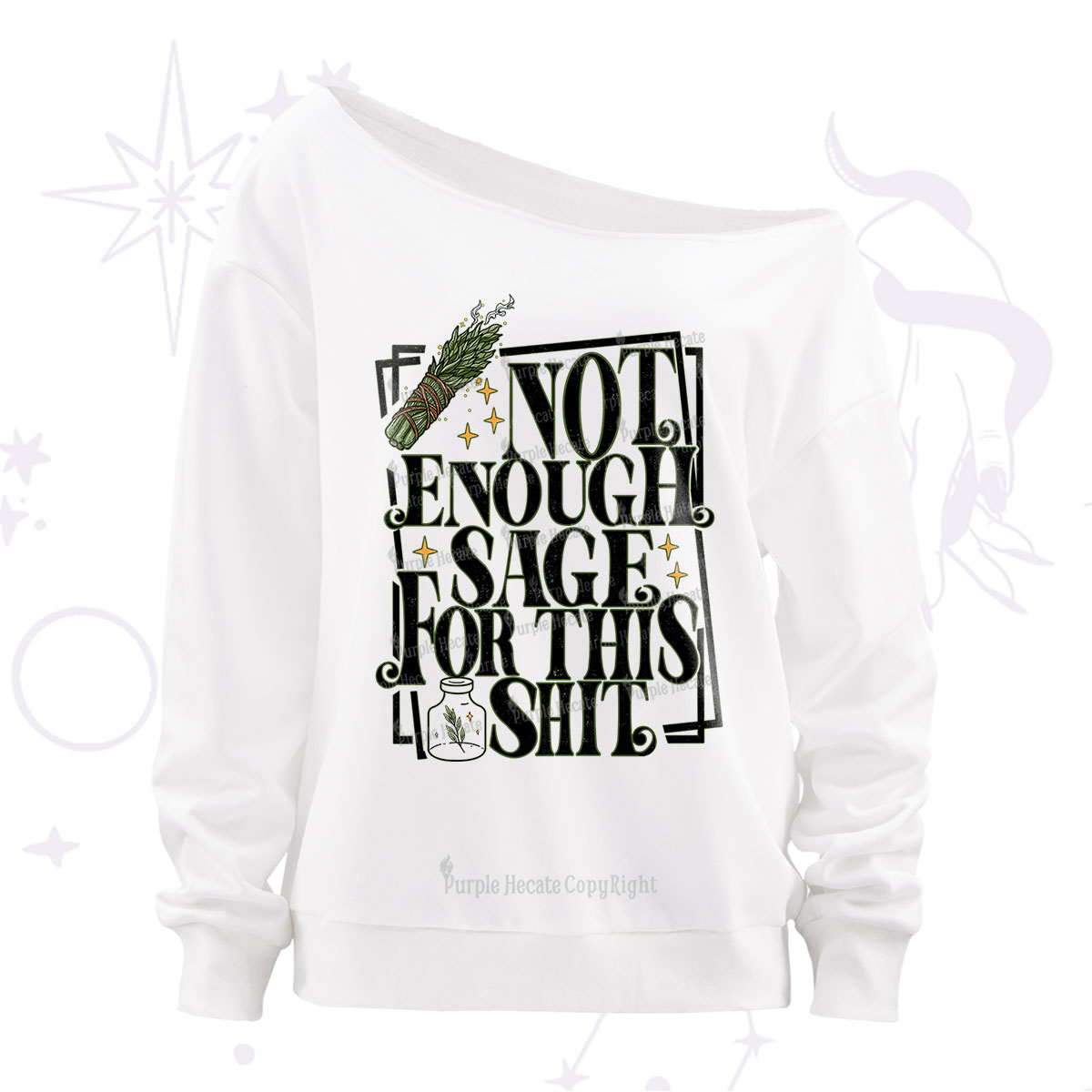 Purplehecate Smudge for This Shit Off The Shoulder Sweatshirt