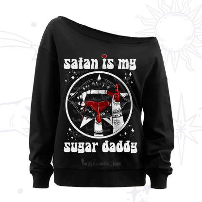 Purplehecate Satan Is My Sugar Daddy Off The Shoulder Sweatshirt