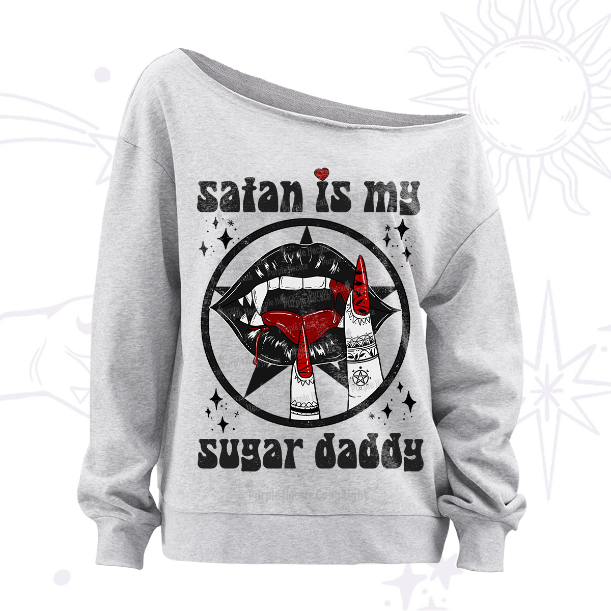 Purplehecate Satan Is My Sugar Daddy Off The Shoulder Sweatshirt