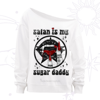 Purplehecate Satan Is My Sugar Daddy Off The Shoulder Sweatshirt