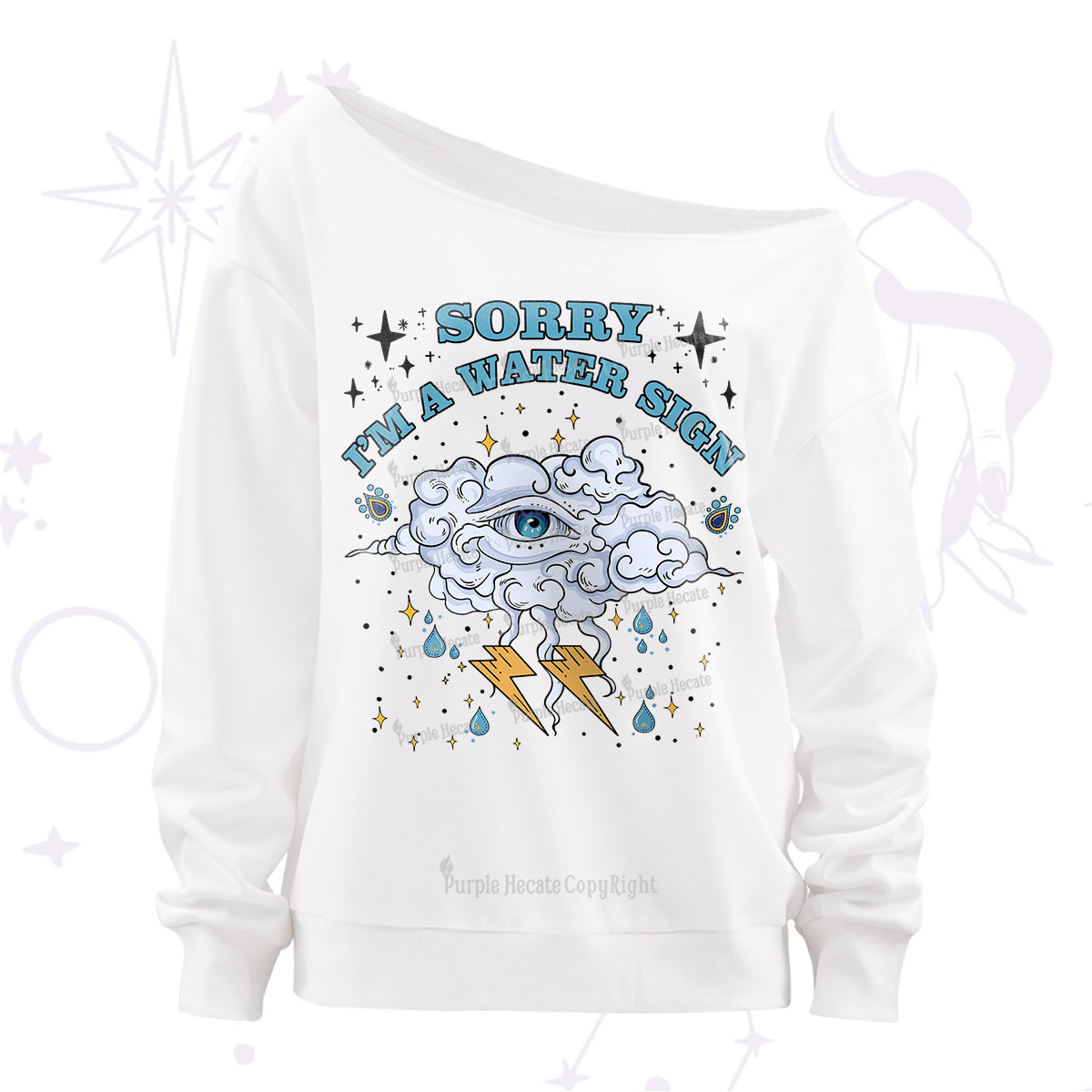 Purplehecate Sorry I'm A Water Sign Off The Shoulder Sweatshirt