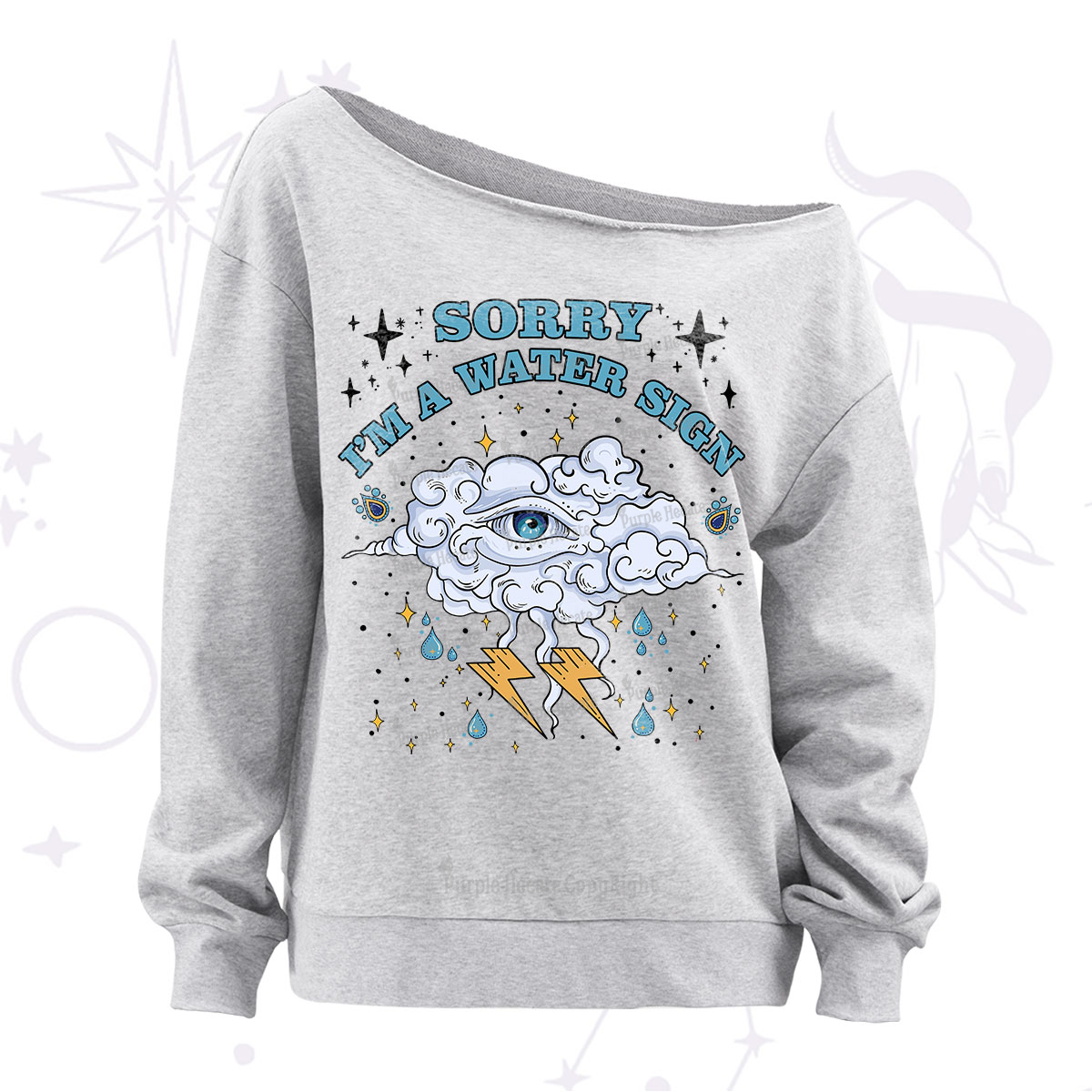Purplehecate Sorry I'm A Water Sign Off The Shoulder Sweatshirt
