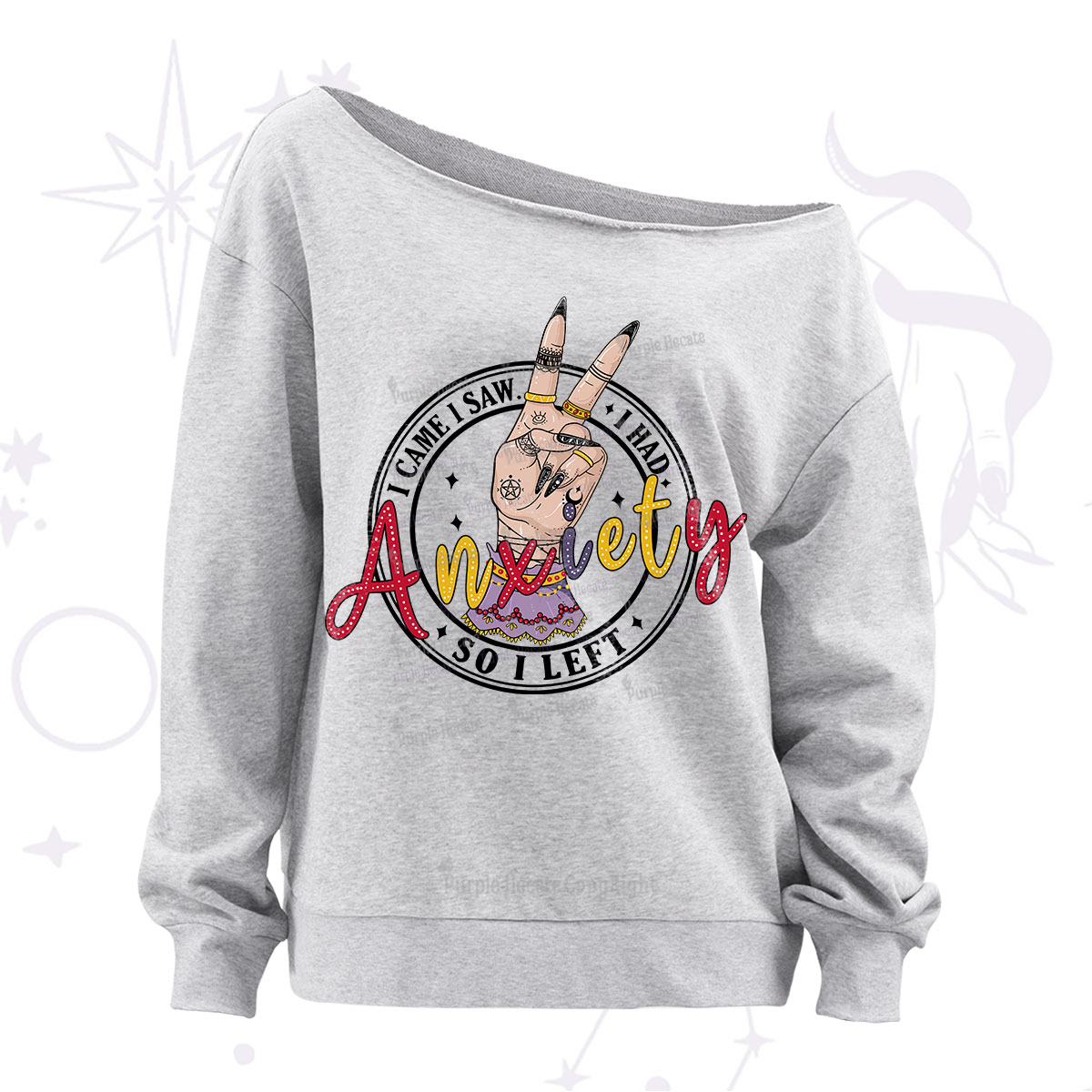 Purplehecate I Had Anxiety So I Left Off The Shoulder Sweatshirt