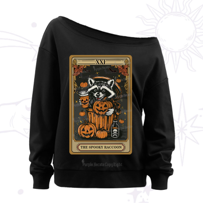 Purplehecate The Spooky Raccoon Tarot Halloween Off The Shoulder Sweatshirt