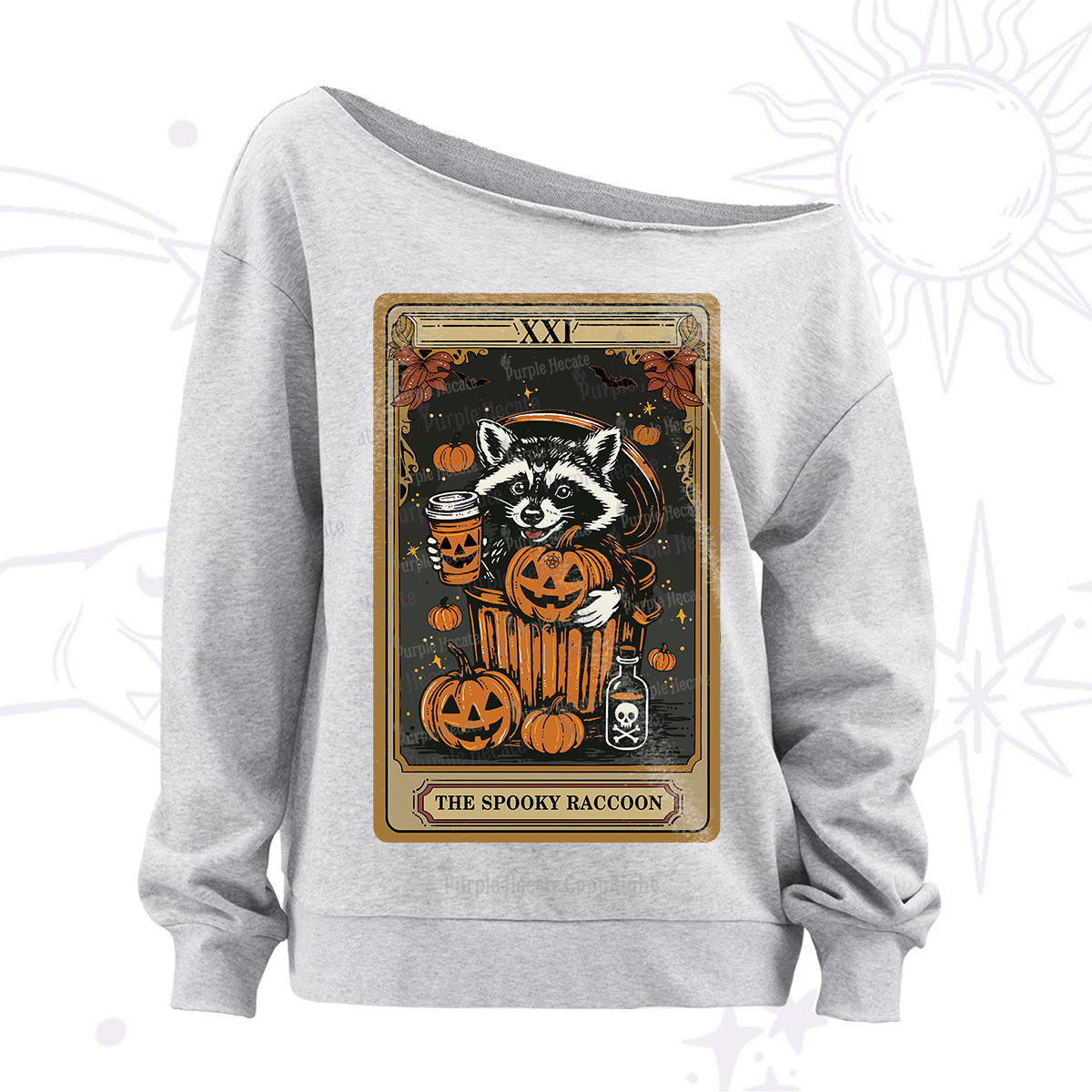 Purplehecate The Spooky Raccoon Tarot Halloween Off The Shoulder Sweatshirt