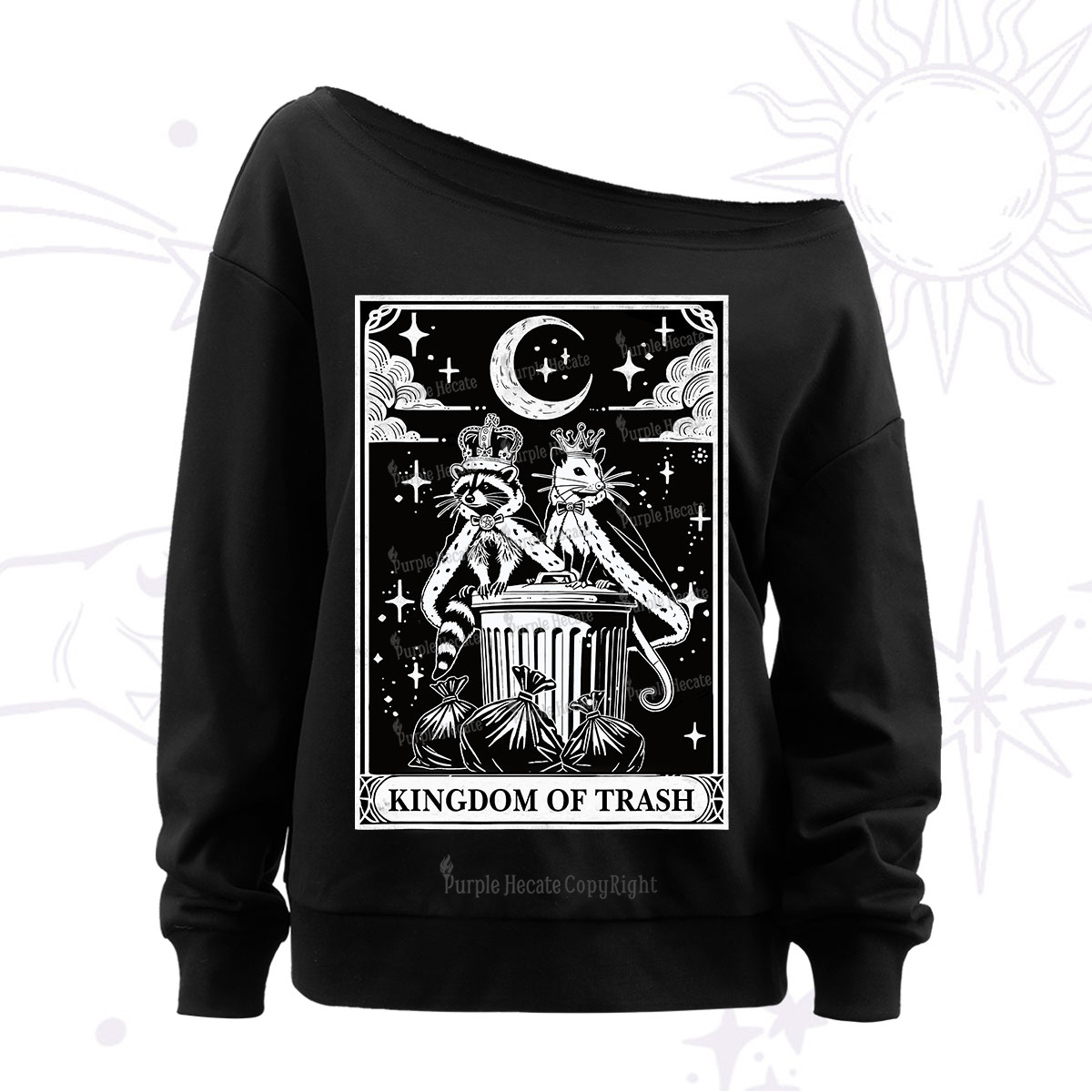 Purplehecate The Kingdom Of Trash Tarot Off The Shoulder Sweatshirt