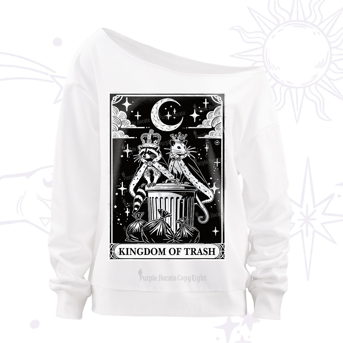 Purplehecate The Kingdom Of Trash Tarot Off The Shoulder Sweatshirt