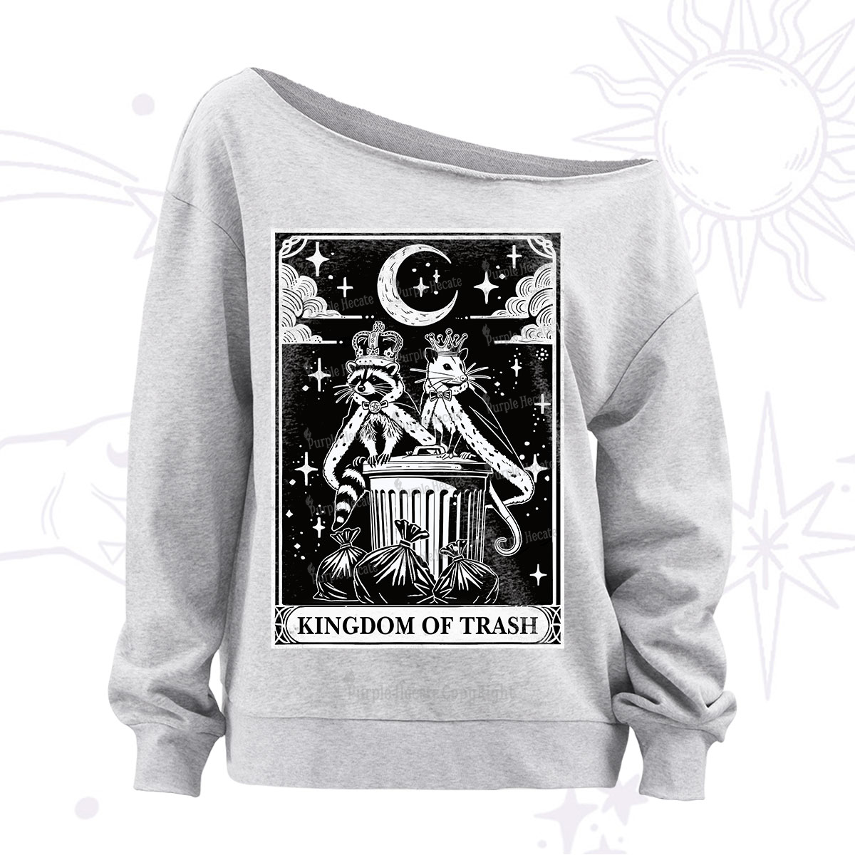 Purplehecate The Kingdom Of Trash Tarot Off The Shoulder Sweatshirt