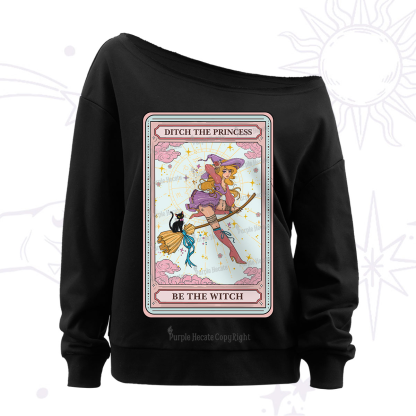 Purplehecate The Ditch The Princess Be The Witch Oracle Card Off The Shoulder Sweatshirt