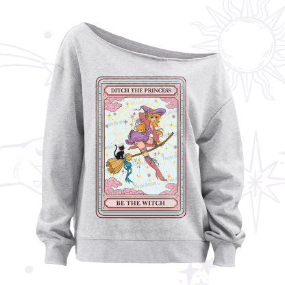 Purplehecate The Ditch The Princess Be The Witch Oracle Card Off The Shoulder Sweatshirt
