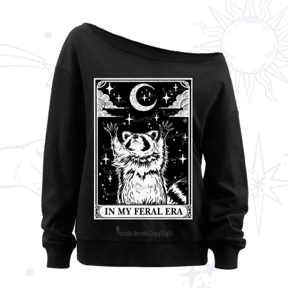 Purplehecate The In My Feral Era Oracle Card Off The Shoulder Sweatshirt