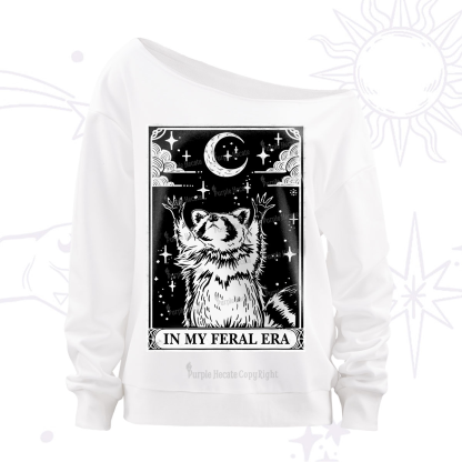 Purplehecate The In My Feral Era Oracle Card Off The Shoulder Sweatshirt