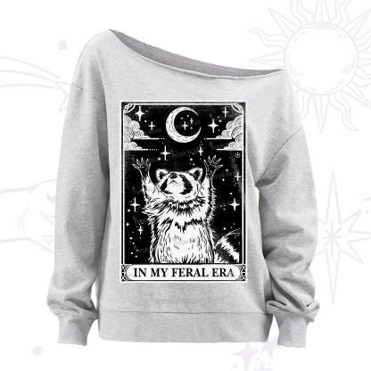 Purplehecate The In My Feral Era Oracle Card Off The Shoulder Sweatshirt