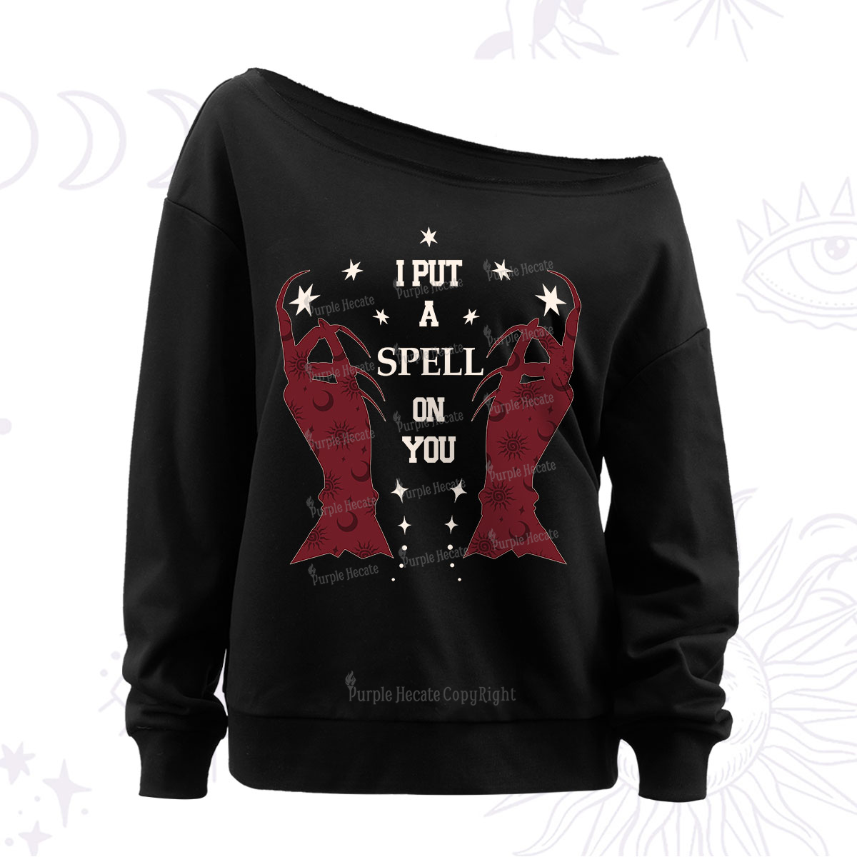 Purplehecate I Put A Spell On You Off The Shoulder Sweatshirt